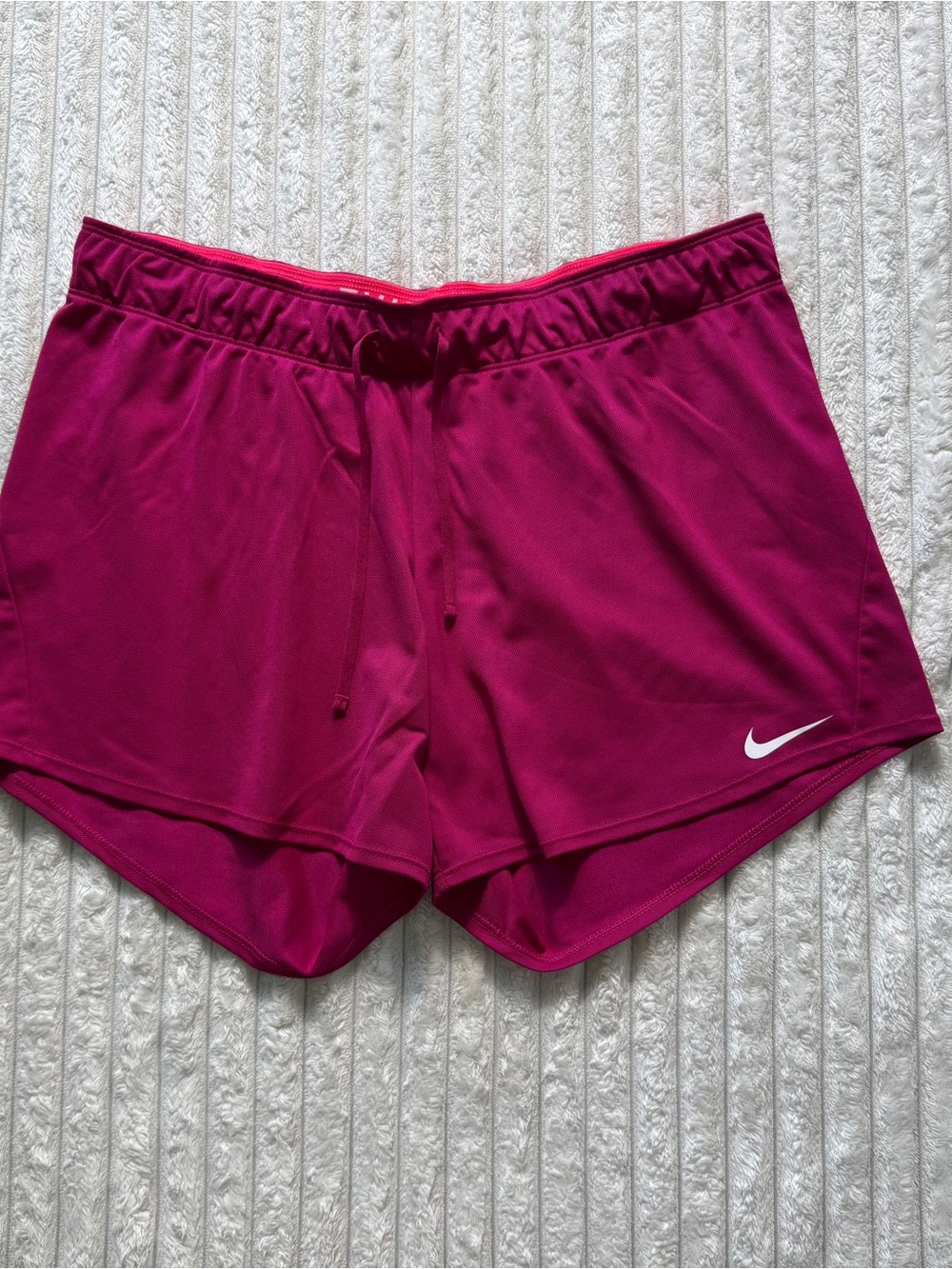 Nike Dri-FIT Women’s Running Jogging Shorts Pink Drawstring Solid Knit
